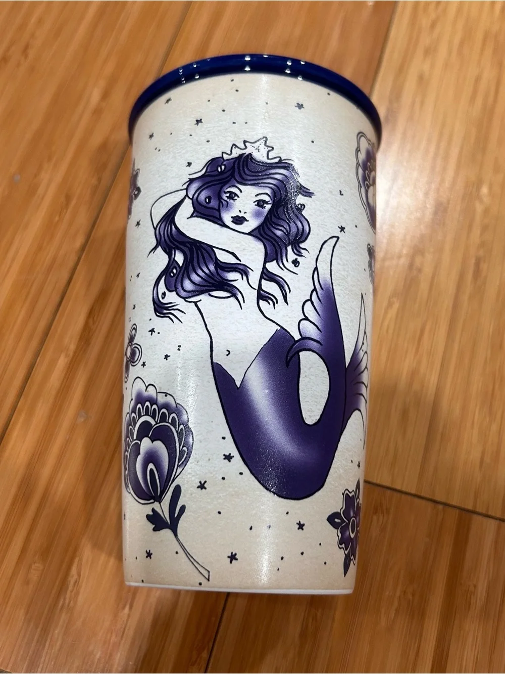 Starbucks Blue Siren Sailor Mermaid Tattoo 2016 Ceramic Travel Mug Tumbler 12 Oz